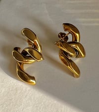 Image 4 of 18K Gold Plated Dazan Medieval Futuristic Stainless Steel Style Chain Pendant Earrings