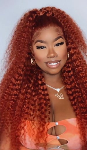 Image of Orange Copper 13x4 Deep Wave Lace Front in 26”