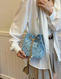 Image 2 of Denim Drawstring Bucket Purse