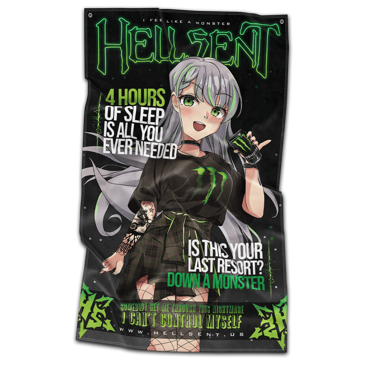 Monster Energy Flag　P165 Monster girl  Monster Energy Drink 3x5 Ft Flag Banner Gym Mancave Decor