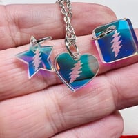 Image 2 of Dead Bolt Iridescent Charm Necklace