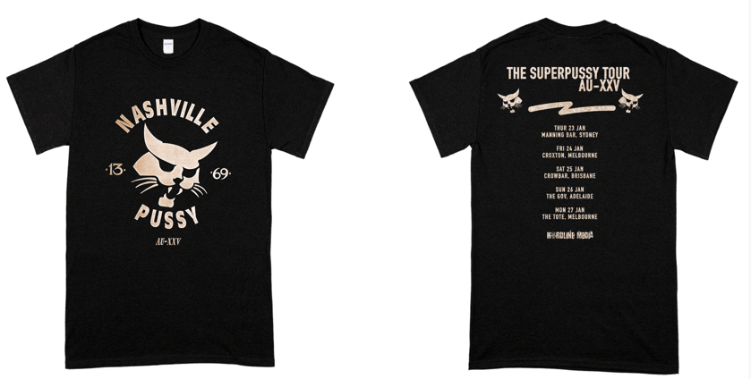 Image of NASHVILLE PUSSY  - Cat design - SUPERPUSSY TOUR SHIRT