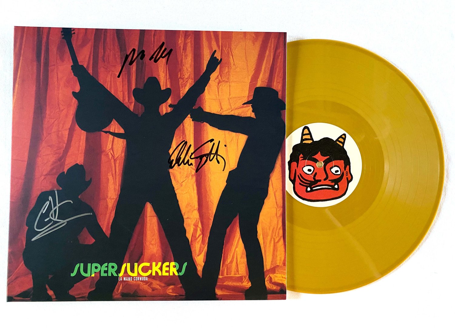 Image of THE SUPERSUCKERS - La Mano Cornuda - YELLOW VINYL - SIGNED LP