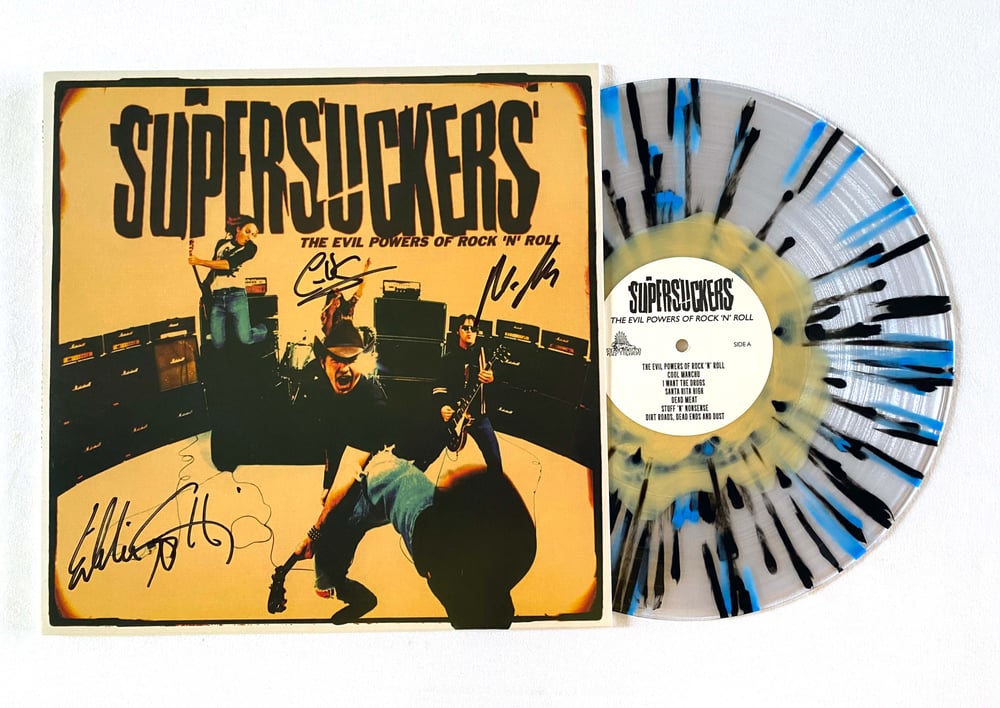 Image of THE SUPERSUCKERS - The Evil Powers of Rock 'n Roll - SIGNED BLUE, BLACK, YELLOW, CLEAR SPATTER VINYL