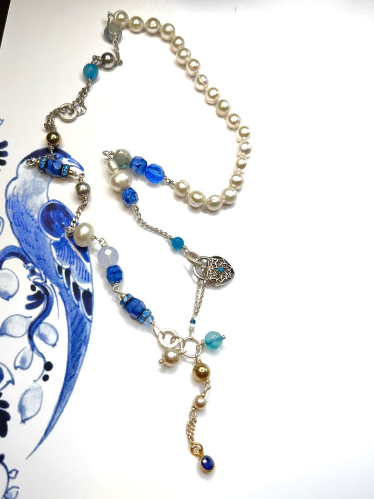 Statement vintage heart sterling silver clasp necklace 