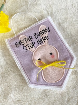 Image of Pastel Easter Bunny Stop Here sign