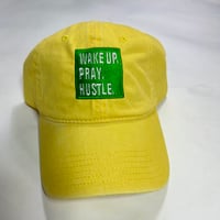 Image 2 of Yellow /Green “Wake Pray Hustle ” dad hat 