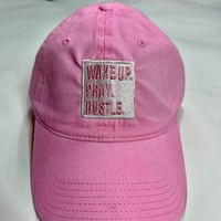 Image 2 of Pink/White “Wake Pray Hustle ” hat 
