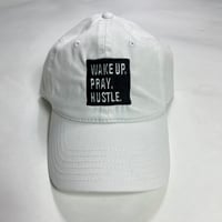 Image 2 of White/Black “WAKE Pray Hustle “ hat 