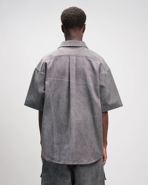 Image of Grey Washed Cotton Denim Shirt