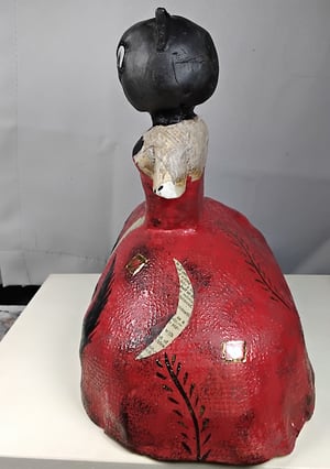 Image of Scruffy Little Herbert + Paine Proffitt ceramic collaboration - Red Dress Black Cat