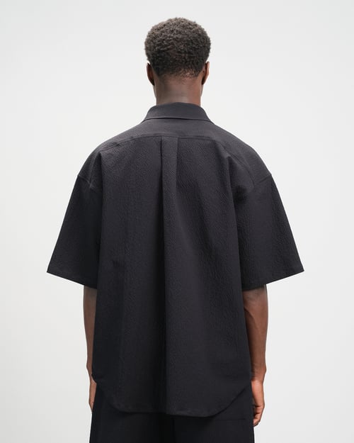 Image of Black Seersucker Cotton Shirt