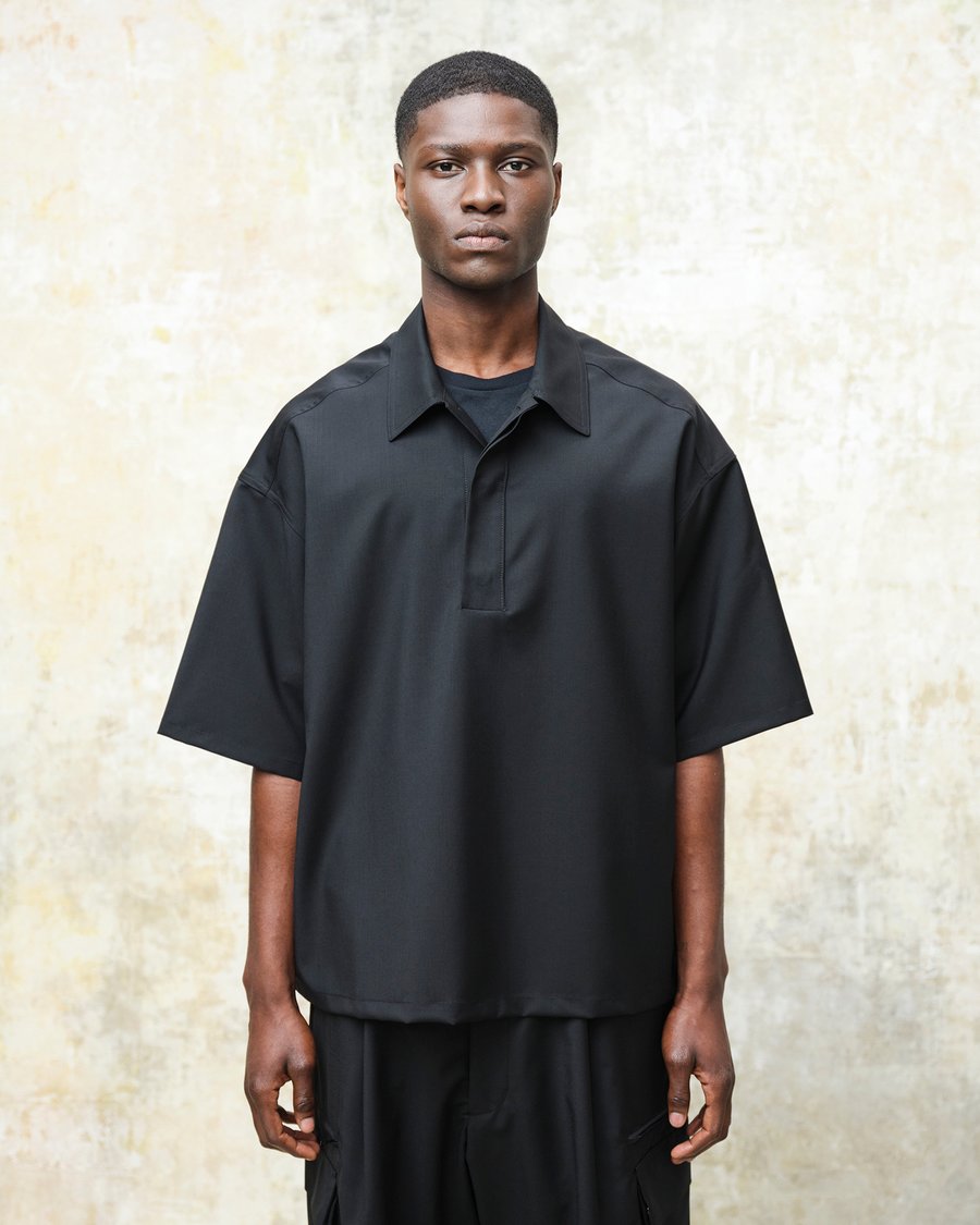 Image of Black Wool Mohair Polo