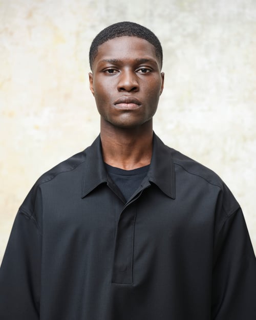 Image of Black Wool Mohair Polo