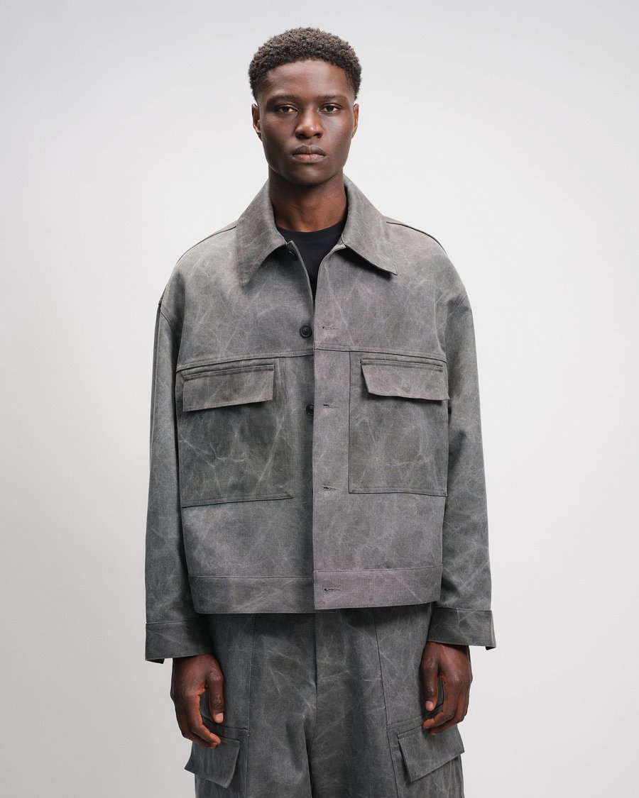 Image of Grey Washed Cotton jacket