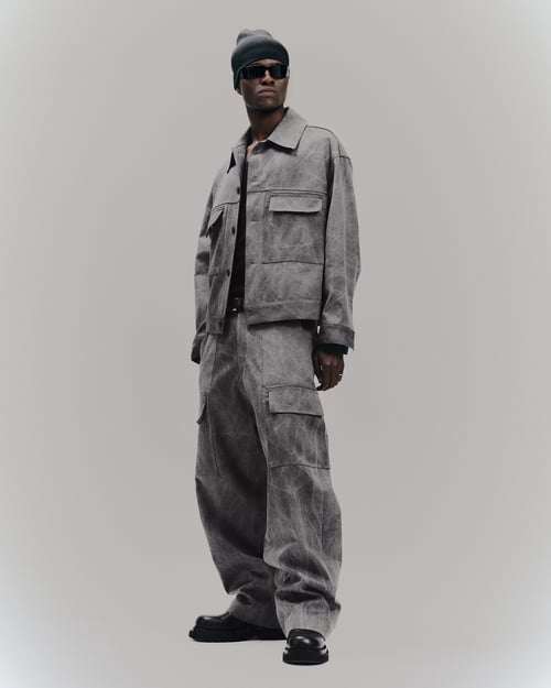 Image of Grey Washed Cotton jacket
