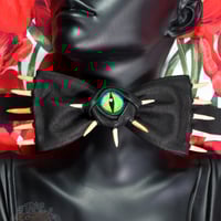 Image 1 of Black Double Fanged Bow Tie