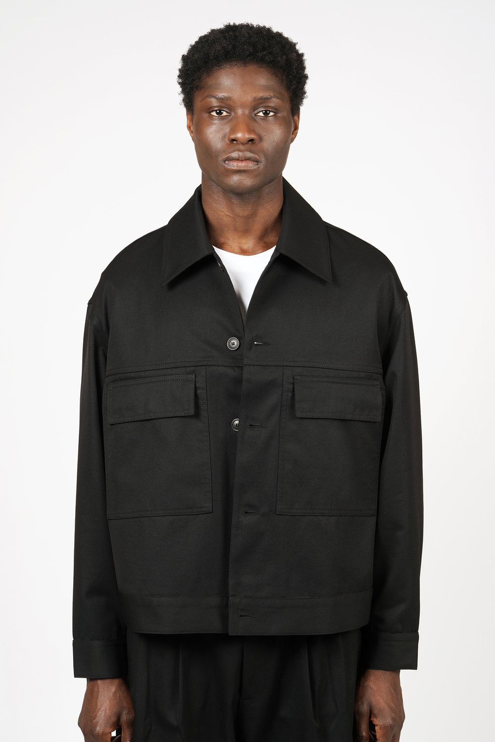 Image of Black Cotton Gabardine Jacket