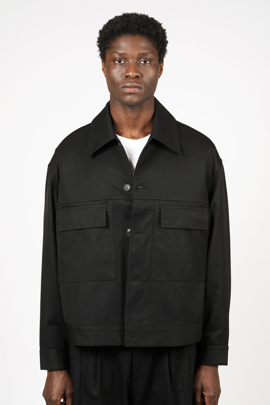 Image of Black Cotton Gabardine Jacket