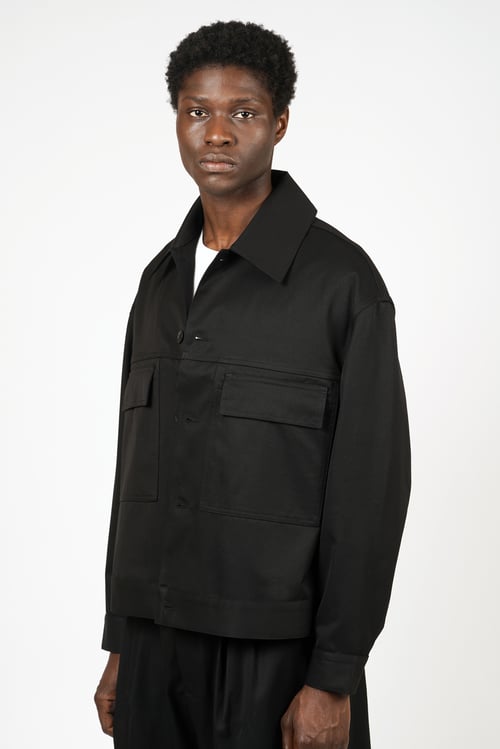 Image of Black Cotton Gabardine Jacket