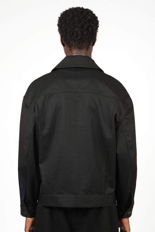 Image of Black Cotton Gabardine Jacket