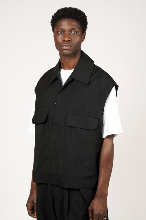 Image of Black Wool Mohair Workwear Vest