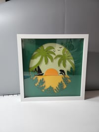 Dolphin beach scene shadow box 