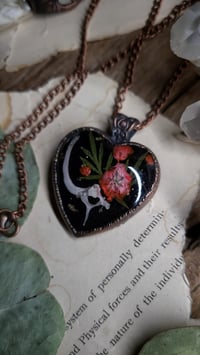 Image 3 of Bone and Floral Heart Shaped Pendant