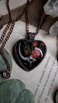 Image 1 of Bone and Floral Heart Shaped Pendant