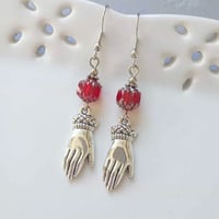 Image 1 of Regency Hand in Glove Czech Glass Earrings, Pierced or Clip On