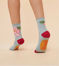 Image 3 of Tropical Floral Bamboo Crew Socks