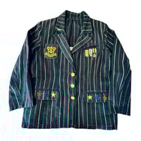 Image 2 of Women's Vintage Military Blazer Up cycled 1 of a kind , Navy w-red & gold pin stripes