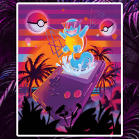 Image 1 of Synthwave Squirtle Art Print
