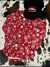 Red paisley long sleeve button up