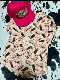 Pink boots long sleeve button up 