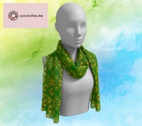 Satin Charmeuse 16x72 Inch Scarf - Green and Gold
