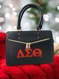 Image 4 of Large Symbol Handbag (Red & Black) 