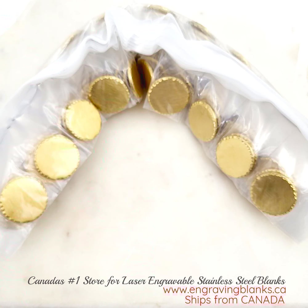 Image of 10 pcs/lot Round Shape Pocket Hug Token Blanks (Hammered edges) for DIY Laser Engraving - Gold Color