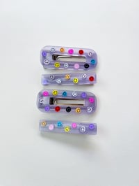 Lavender Happy Face Daisy Hair Clip