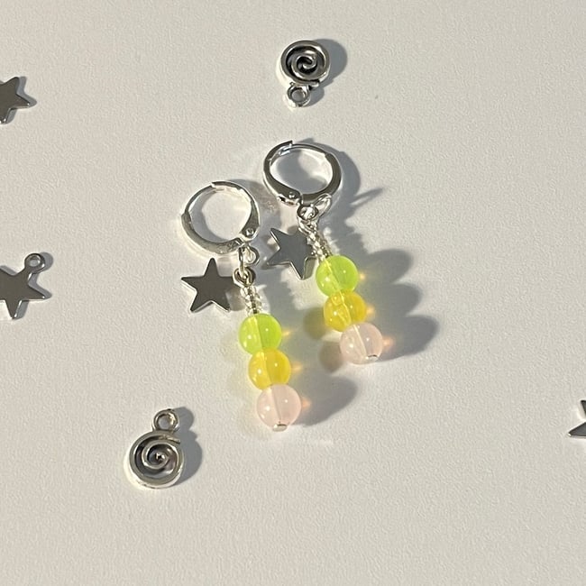 'dango on a starstick' silver huggie hoop earrings