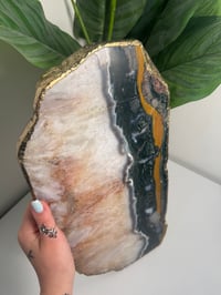 Image 2 of XL GOLD LINED QUARTZ X JASPER PLATTER -BRAZIL-