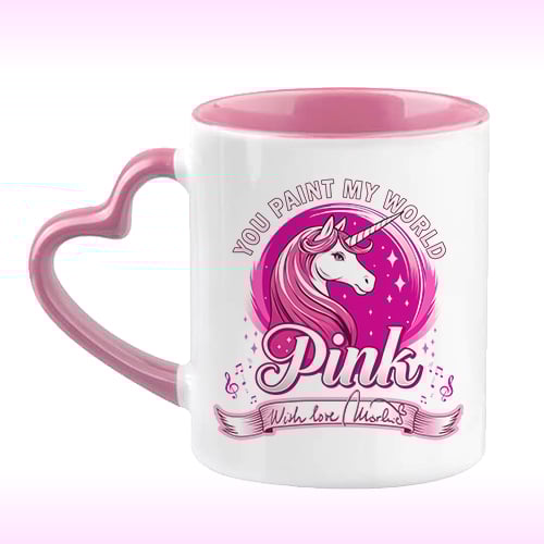 Image of Heart-shaped Mug - "You Paint My World Pink" ☕🌸