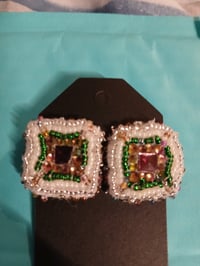 Image 1 of Handbead stitched  earrings 