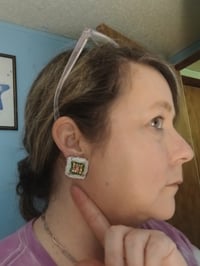 Image 2 of Handbead stitched  earrings 
