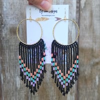 Image 2 of Colorful Chevron Fringe Earrings | Colorful Southwestern Beaded Earrings
