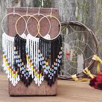 Image 1 of Colorful Chevron Fringe Earrings | Colorful Southwestern Beaded Earrings