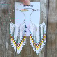 Image 3 of Colorful Chevron Fringe Earrings | Colorful Southwestern Beaded Earrings