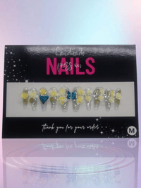 Image 1 of Lemon Drop Drip - Handmade Press On Nails (Medium)- Handmade Press On Nails (Medium)