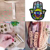 Image 5 of  Free people Up-cycled pink denim moto jacket pearls 