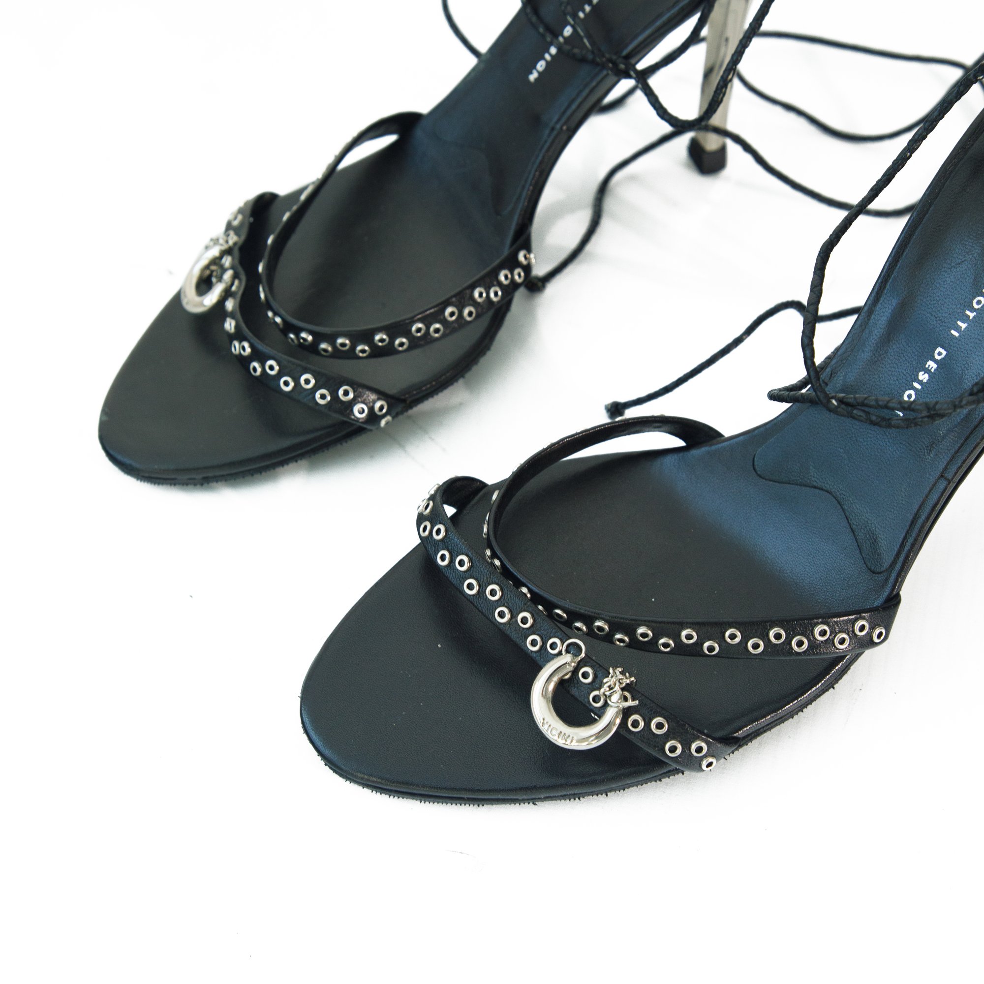 Image of Giuseppe Zanotti Black Leather Lace Up Heels